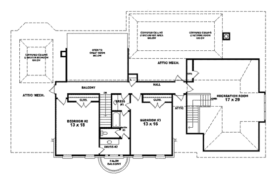 Floor Plan - Upper Floor for Colonial House Plan #81-606 - 3 bed, 3.5 bath
