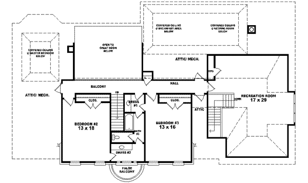 Colonial Floor Plan - Upper Floor Plan #81-606