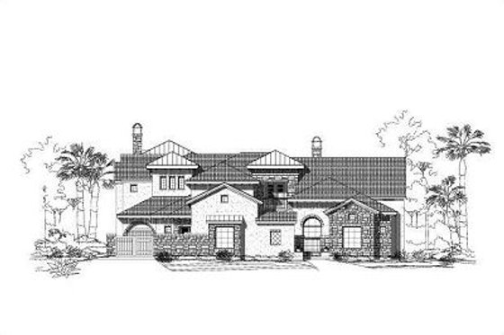 Exterior - Front Elevation for European House Plan #411-460 - 5 bed, 5.5 bath
