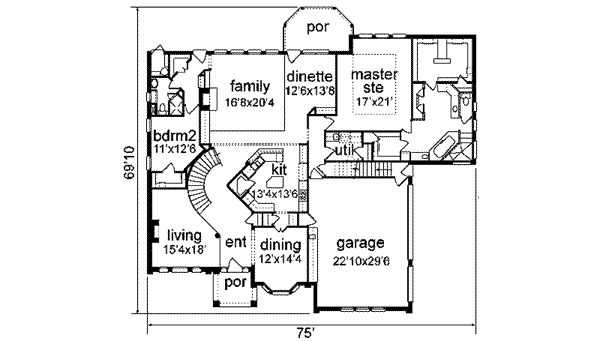 Dream House Plan - European Floor Plan - Main Floor Plan #84-155