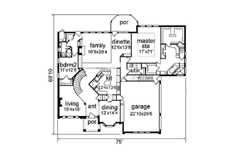 Home Plan - Floor Plan - Main Floor for European House Plan #84-155 - 4 bed, 4 bath