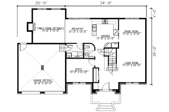 Floor Plan - Main Floor for European House Plan #138-244 - 4 bed, 1.5 bath