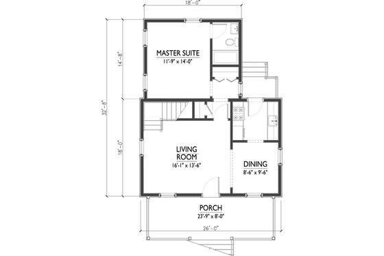Floor Plan - Main Floor for Cottage House Plan #514-18 - 3 bed, 2 bath