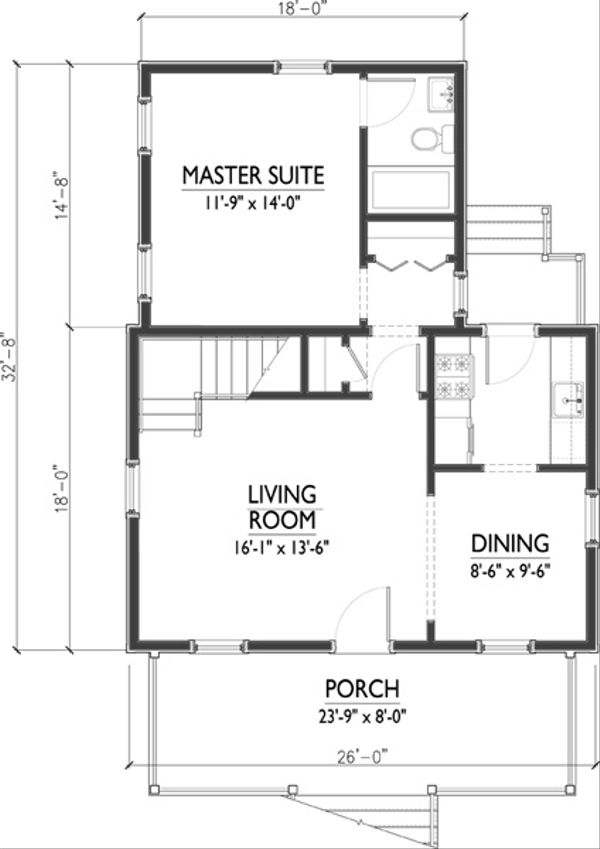 Cottage Floor Plan - Main Floor Plan #514-18