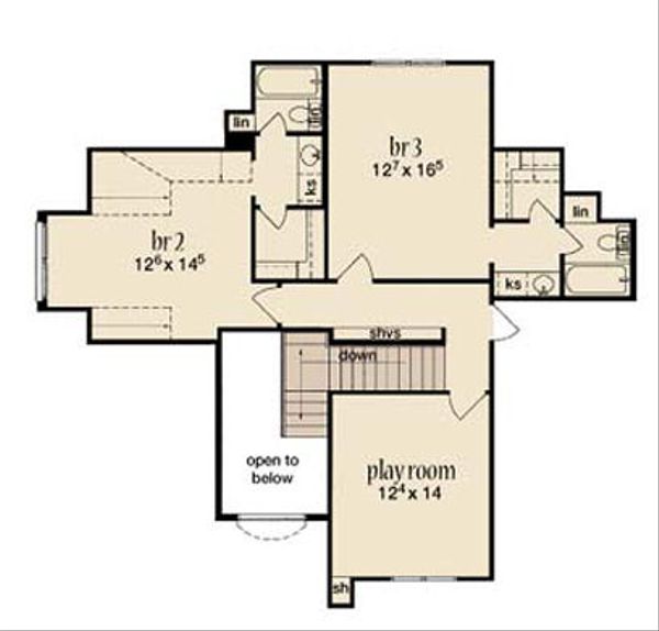 House Blueprint - Mediterranean Floor Plan - Upper Floor Plan #36-469