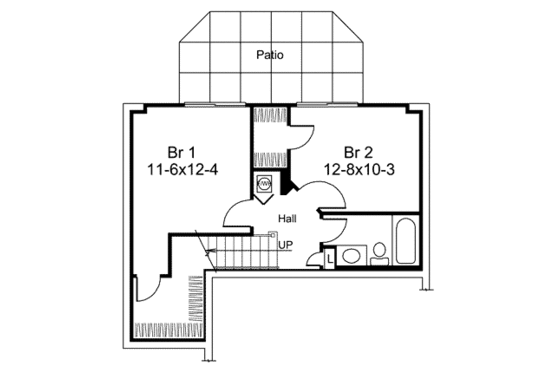 Floor Plan - Lower Floor for Cottage House Plan #57-399 - 2 bed, 1.5 bath