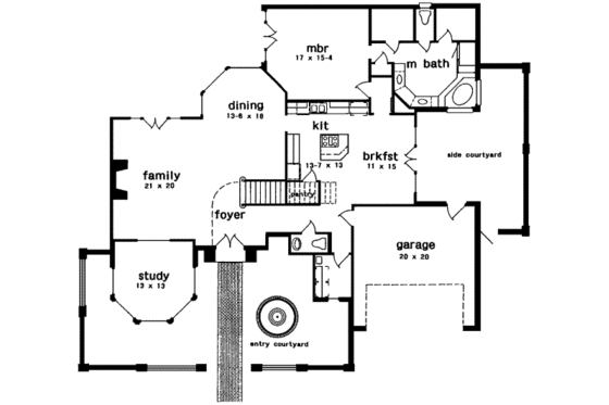 Floor Plan - Main Floor for European House Plan #301-117 - 3 bed, 2.5 bath