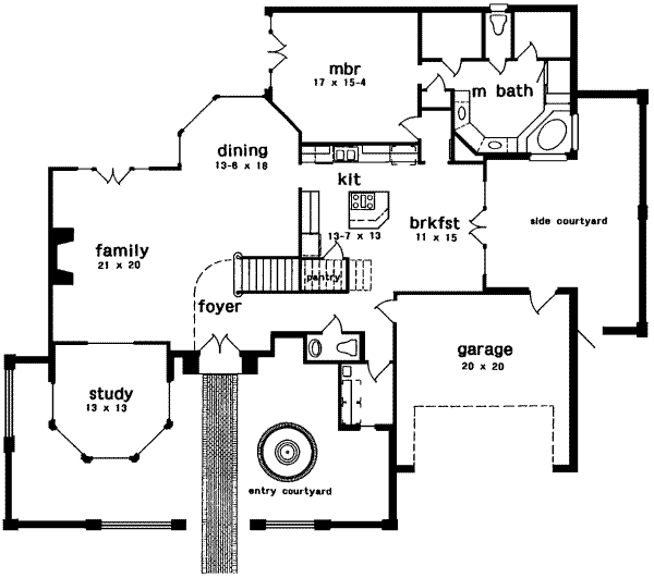 House Plan Design - European Floor Plan - Main Floor Plan #301-117