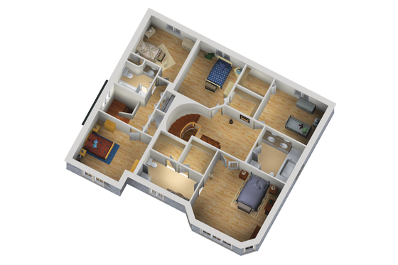 Floor Plan - Upper Floor 1 for European House Plan #25-4614 - 7 bed, 4 bath