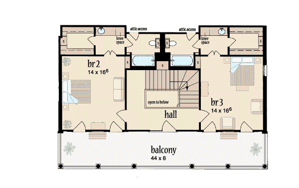 Southern Floor Plan - Upper Floor Plan #36-236