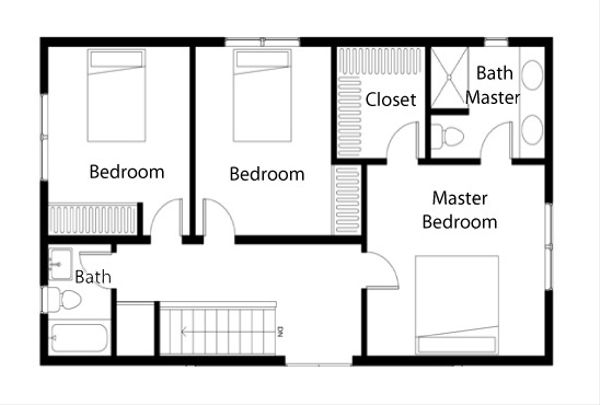 House Blueprint - Traditional Floor Plan - Upper Floor Plan #497-39