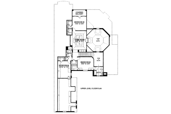 Floor Plan - Upper Floor for European House Plan #141-231 - 4 bed, 4.5 bath