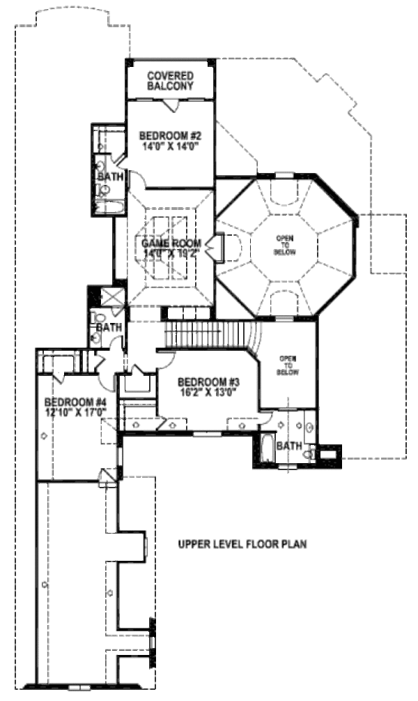 European Floor Plan - Upper Floor Plan #141-231