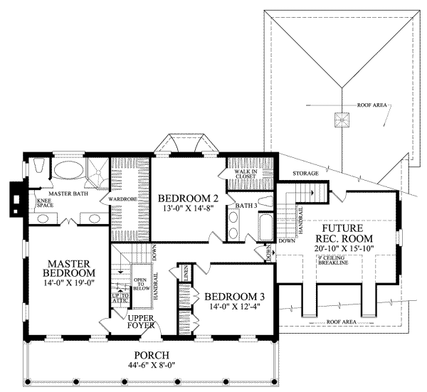 Colonial Floor Plan - Upper Floor Plan #137-105