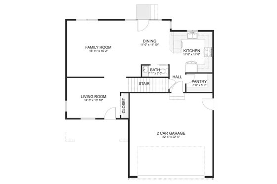Floor Plan - Main Floor for Craftsman House Plan #1060-263 - 4 bed, 2.5 bath