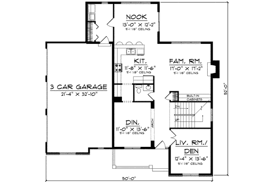 Floor Plan - Main Floor for Traditional House Plan #70-663 - 4 bed, 2.5 bath