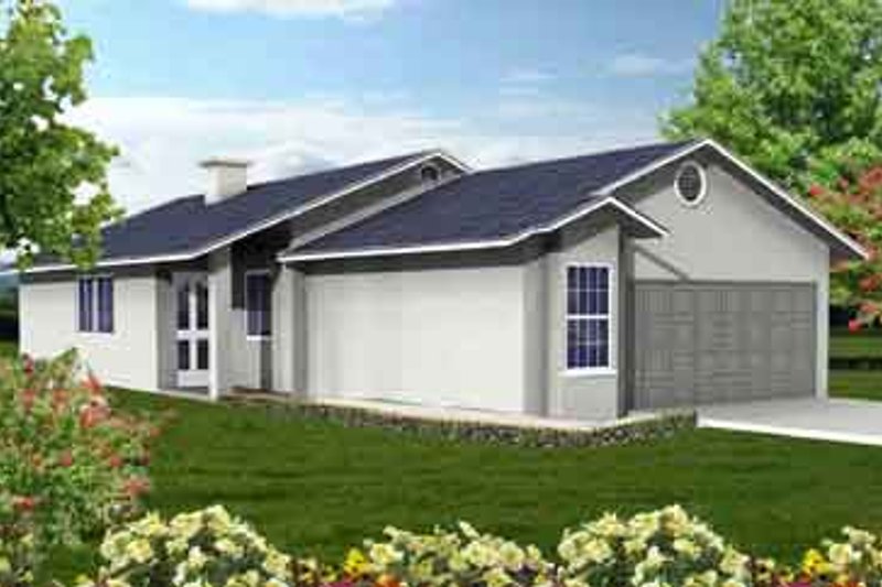 House Blueprint - Adobe / Southwestern Exterior - Front Elevation Plan #1-193