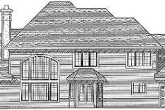 Exterior - Rear Elevation for European House Plan #70-485 - 4 bed, 3.5 bath