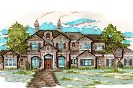 Exterior - Front Elevation for European House Plan #135-206 - 6 bed, 5.5 bath