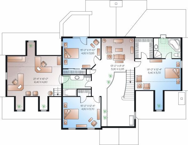 Colonial Floor Plan - Upper Floor Plan #23-724