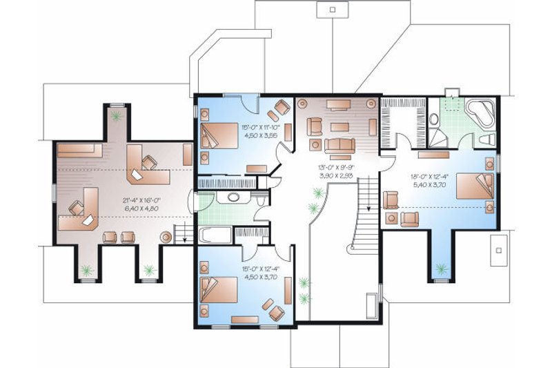 Dream House Plan - Floor Plan - Upper Floor for Colonial House Plan #23-724 - 3 bed, 3.5 bath