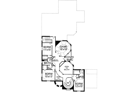 Floor Plan - Upper Floor for European House Plan #141-136 - 5 bed, 4.5 bath