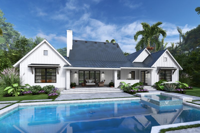 Dream House Plan - Exterior - Rear Elevation 1 for Farmhouse House Plan #120-284 - 3 bed, 3.5 bath