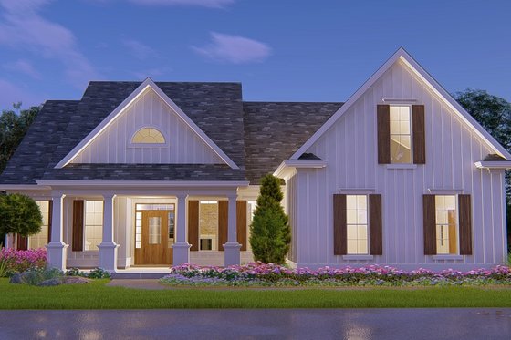 Exterior - Front Elevation 3 for Ranch House Plan #54-455 - 3 bed, 2 bath