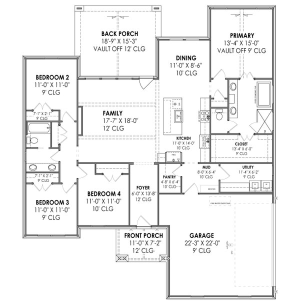 Country Floor Plan - Main Floor Plan #1096-105