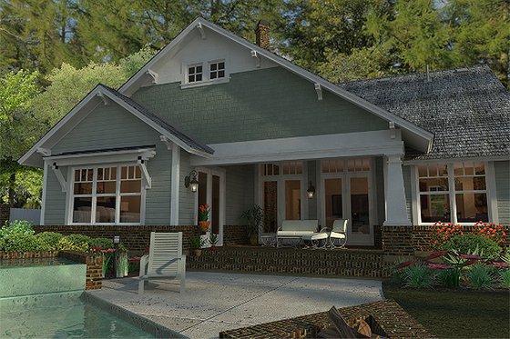 Bungalow style, Craftsman design rear elevation