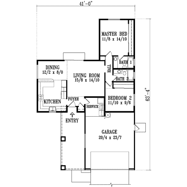 Architectural House Design - Adobe / Southwestern Floor Plan - Main Floor Plan #1-1051