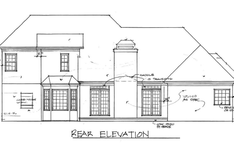 Architectural House Design - Exterior - Rear Elevation for European House Plan #56-194 - 4 bed, 2.5 bath