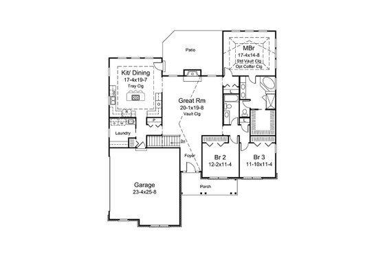 Floor Plan - Main Floor for Ranch House Plan #57-663 - 3 bed, 2 bath
