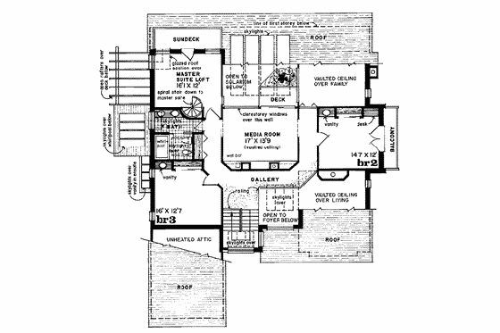 Floor Plan - Upper Floor for Modern House Plan #47-402 - 3 bed, 2.5 bath