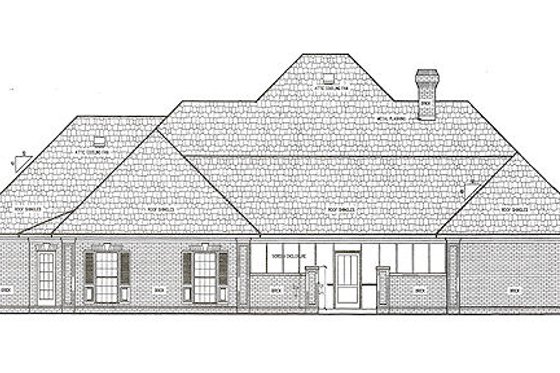 Exterior - Rear Elevation for European House Plan #45-250 - 4 bed, 3.5 bath