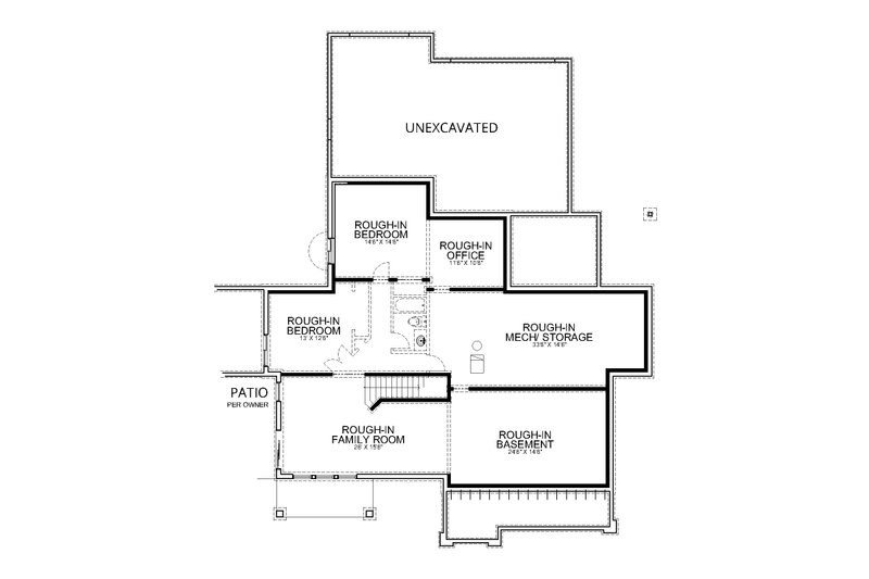 House Blueprint - Floor Plan - Lower Floor for Farmhouse House Plan #112-212 - 2 bed, 2.5 bath