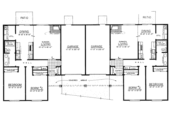Floor Plan - Main Floor for Ranch House Plan #303-189 - 2 bed, 1 bath