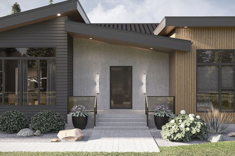 House Blueprint - Exterior - Covered Porch for Modern House Plan #455-771 - 3 bed, 2.5 bath
