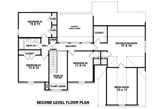 Floor Plan - Upper Floor for European House Plan #81-842 - 4 bed, 2.5 bath