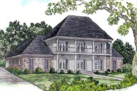 Exterior - Front Elevation for Southern House Plan #16-223 - 5 bed, 3 bath