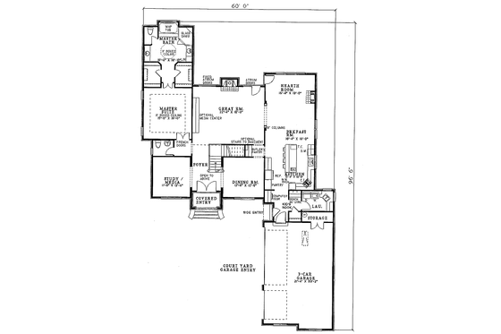 Floor Plan - Main Floor for Traditional House Plan #17-251 - 4 bed, 3.5 bath