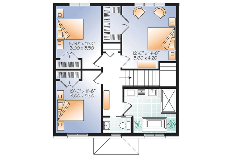 Home Plan - Floor Plan - Upper Floor for Traditional House Plan #23-2625 - 3 bed, 1.5 bath