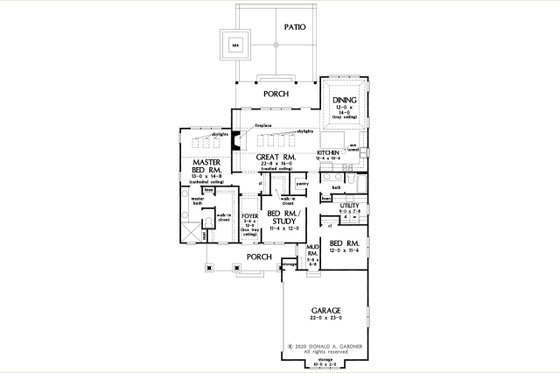 Floor Plan - Main Floor for Ranch House Plan #929-1139 - 3 bed, 2 bath