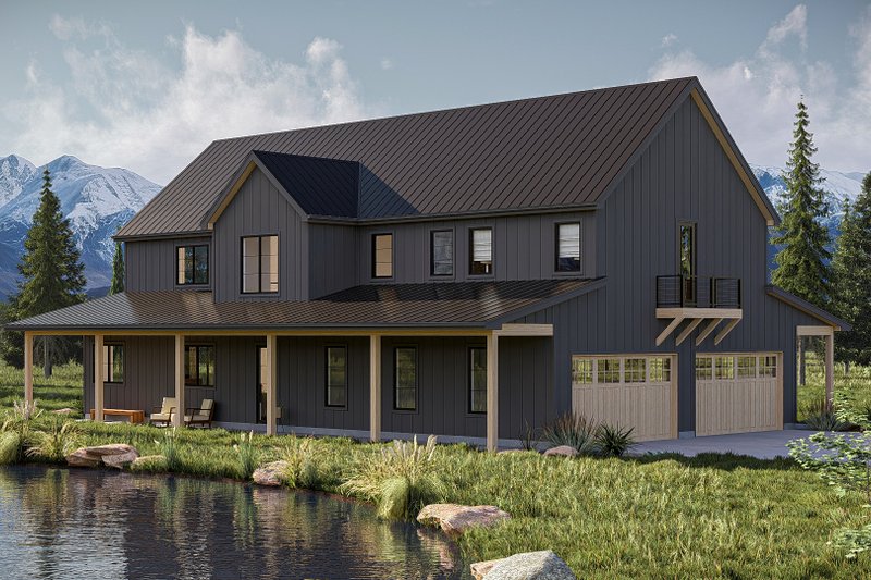 House Blueprint - Barndominium Exterior - Front Elevation Plan #455-486