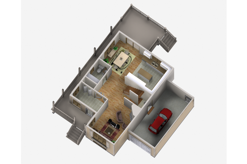 House Blueprint - Floor Plan - Main Floor 1 for Country House Plan #25-4584 - 2 bed, 1 bath