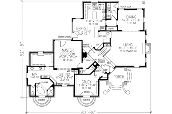 Floor Plan - Main Floor for European House Plan #410-231 - 4 bed, 3.5 bath