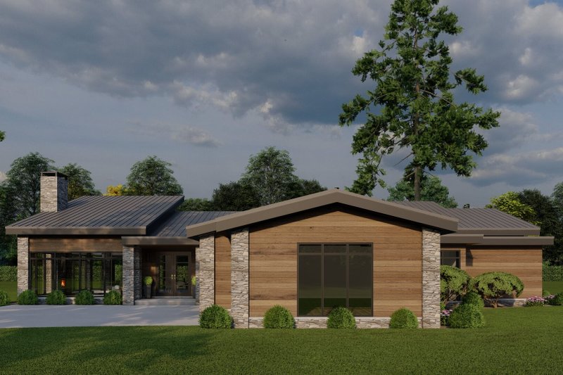 House Design - Exterior - Rear Elevation for Modern House Plan #923-413 - 3 bed, 3.5 bath