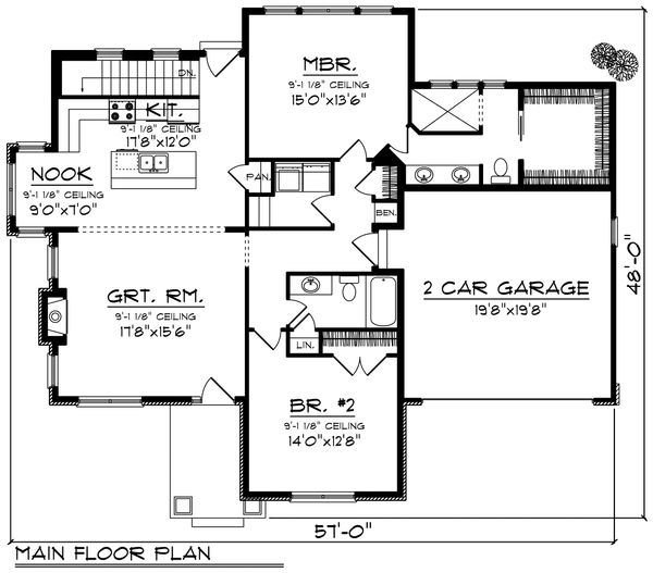 Home Plan - Ranch Floor Plan - Main Floor Plan #70-1189