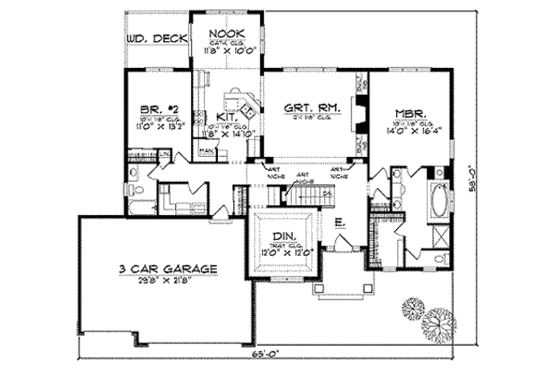Home Plan - Floor Plan - Main Floor for European House Plan #70-676 - 4 bed, 3.5 bath