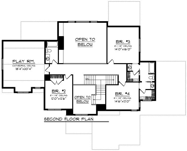 Dream House Plan - Craftsman Floor Plan - Upper Floor Plan #70-1291